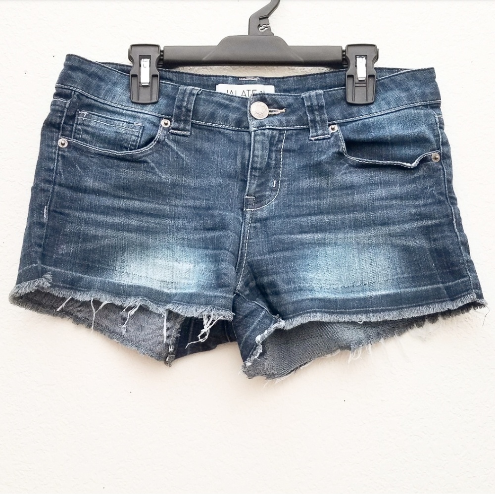 Blue Denim Frayed Shorts